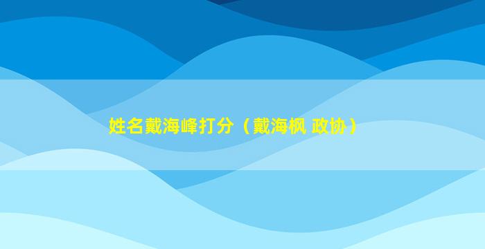 姓名戴海峰打分（戴海枫 政协）